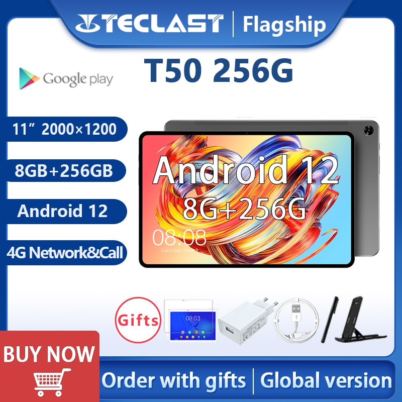【NEW】Teclast T50 Tablet 8GB RAM 256GB ROM 11" 2K Android 12 2000x1200 UNISOC T616 Octa Core 4G Network Type-C Fast Charging 18W