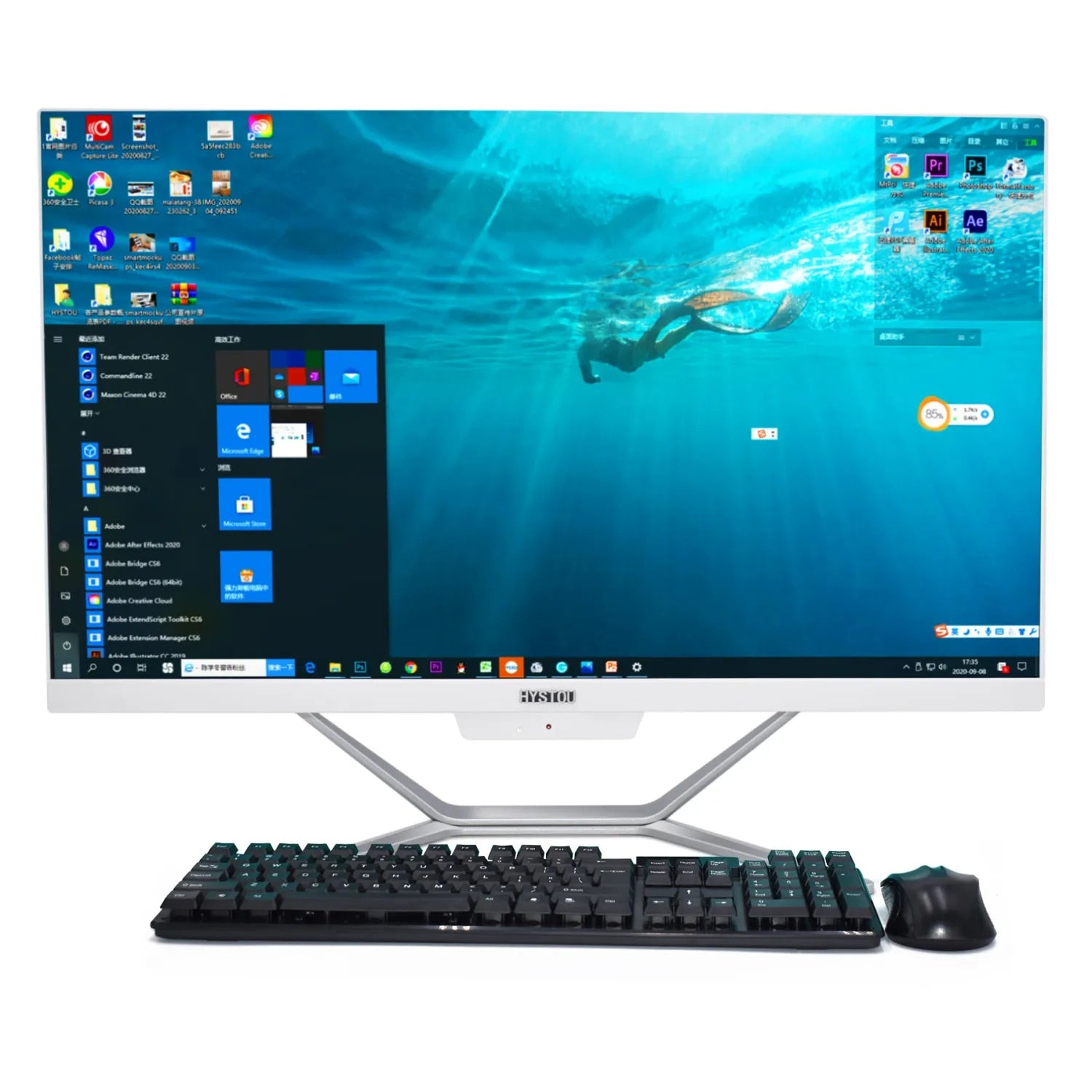 HYSTOU Factory Home Office Computer 23.8 Inch Core i5 i7 32GB DDR4 LCD Screen HD 4K  All In One Desktop PC