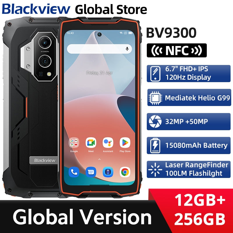 Blackview BV9300 Mediatek Helio G99 Rugged 12GB 256GB 6.7"120Hz 15080mAh Laser Measure Android 12