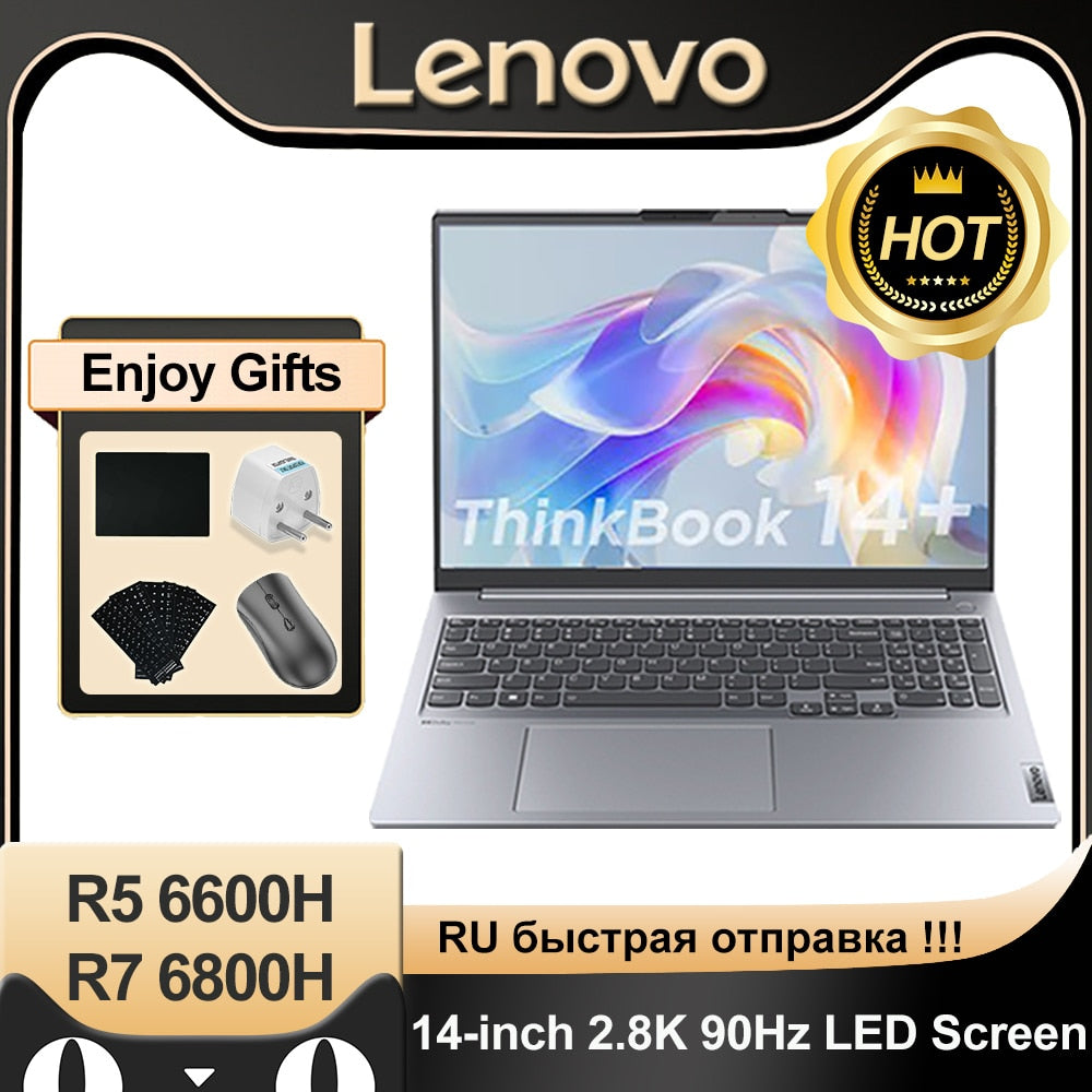Lenovo Laptop ThinkBook 14+ 2022 Ryzen R5 6600H/R7 6800H AMD 680M/RTX2050 16G/32GB 512G/1T/2TB 14" 2.8K 90Hz LED Screen Notebook