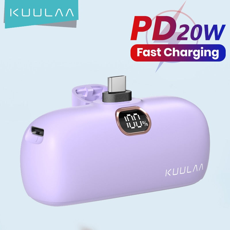 KUULAA Mini Power Bank 5000mAh PowerBank QC PD Fast Charging For iPhone 14 13 12 Batterie Externe Portable Charger For Xiaomi Mi