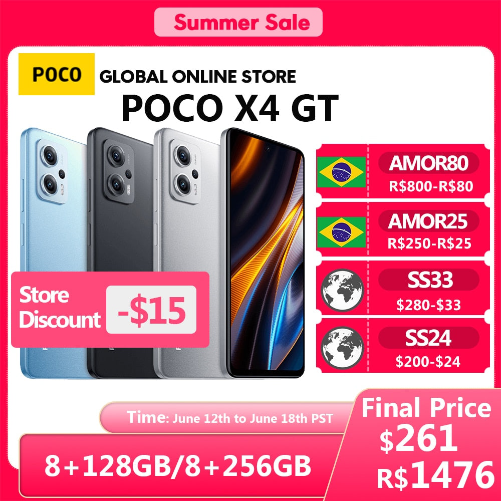 Global Version POCO X4 GT 5G 128GB/256GB Dimensity 8100 144Hz DynamicSwitch Display 64MP Triple Camera 67W Charging