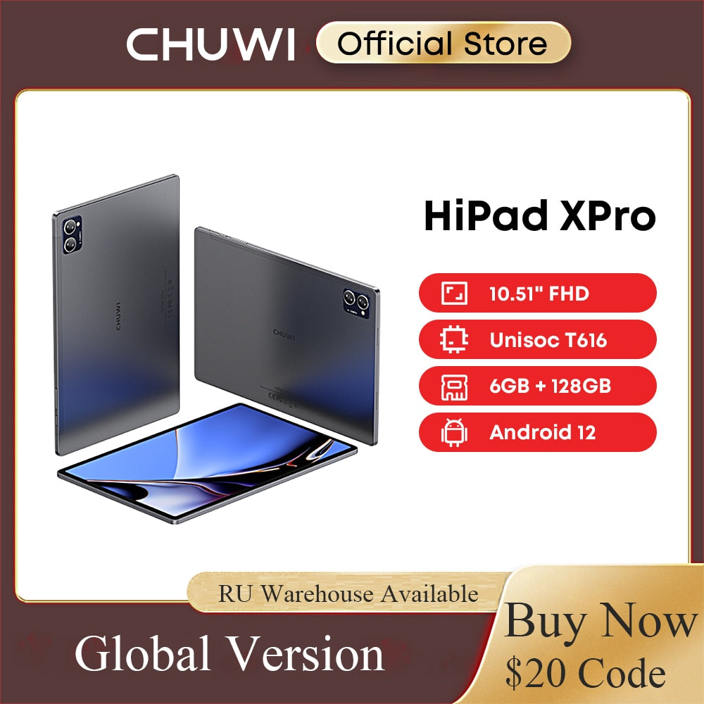 CHUWI HiPad XPro 10.51 Inch 1920*1200 FHD Screen Android12 Tablet Unisoc T616 Octa Core Mali G57 GPU 6GB RAM 128GB ROM Tablet PC