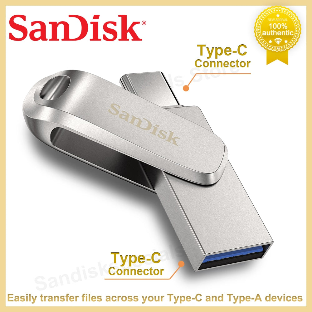 Original Sandisk Type-C Pendrive USB3.1 Dual Drive Luxe OTG Memory Stick 32G 64G 128G 256G 512G Flash Drive For Phone Table