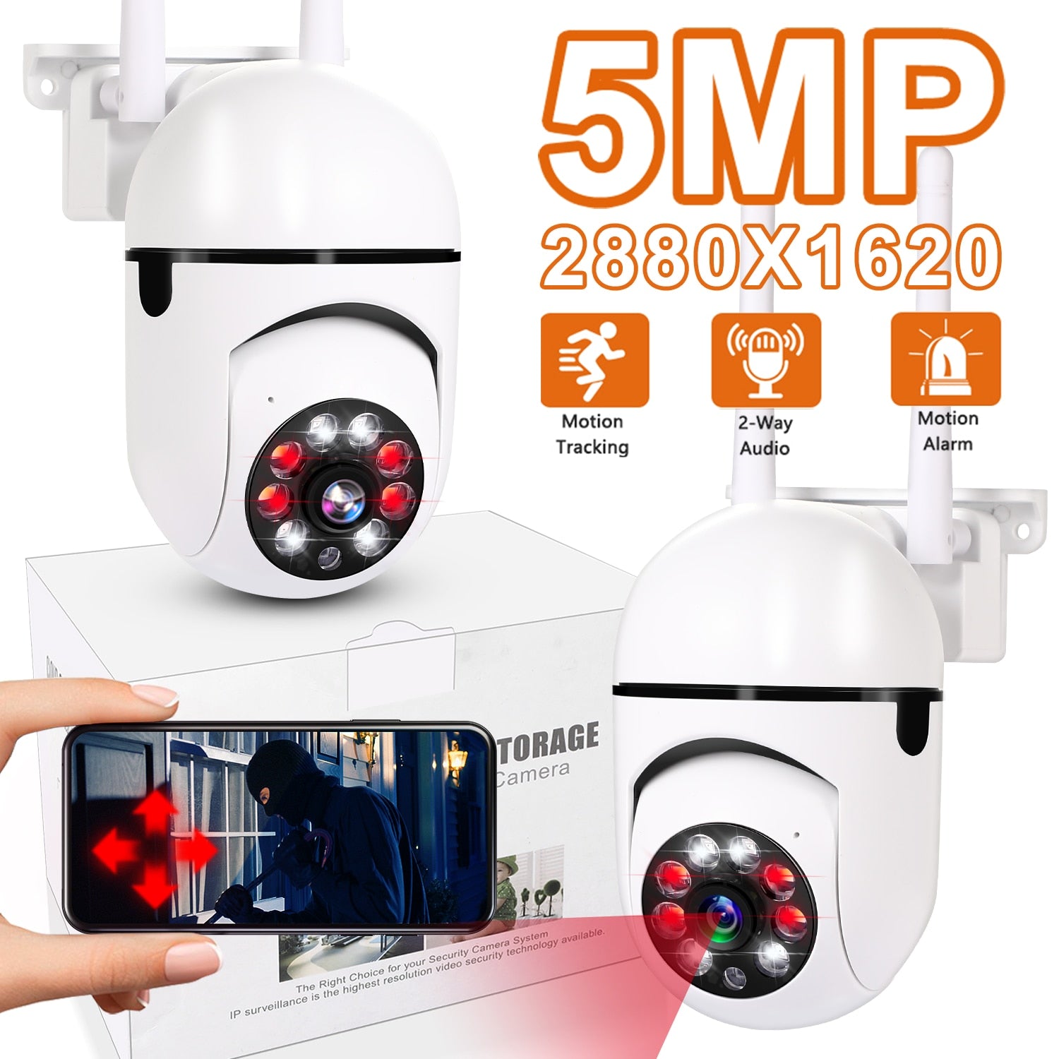 Outdoor 5MP Surveillance Camera CCTV IP Wifi Camera Waterproof External Security Protection Wireless Home Monitor Motion Trcking