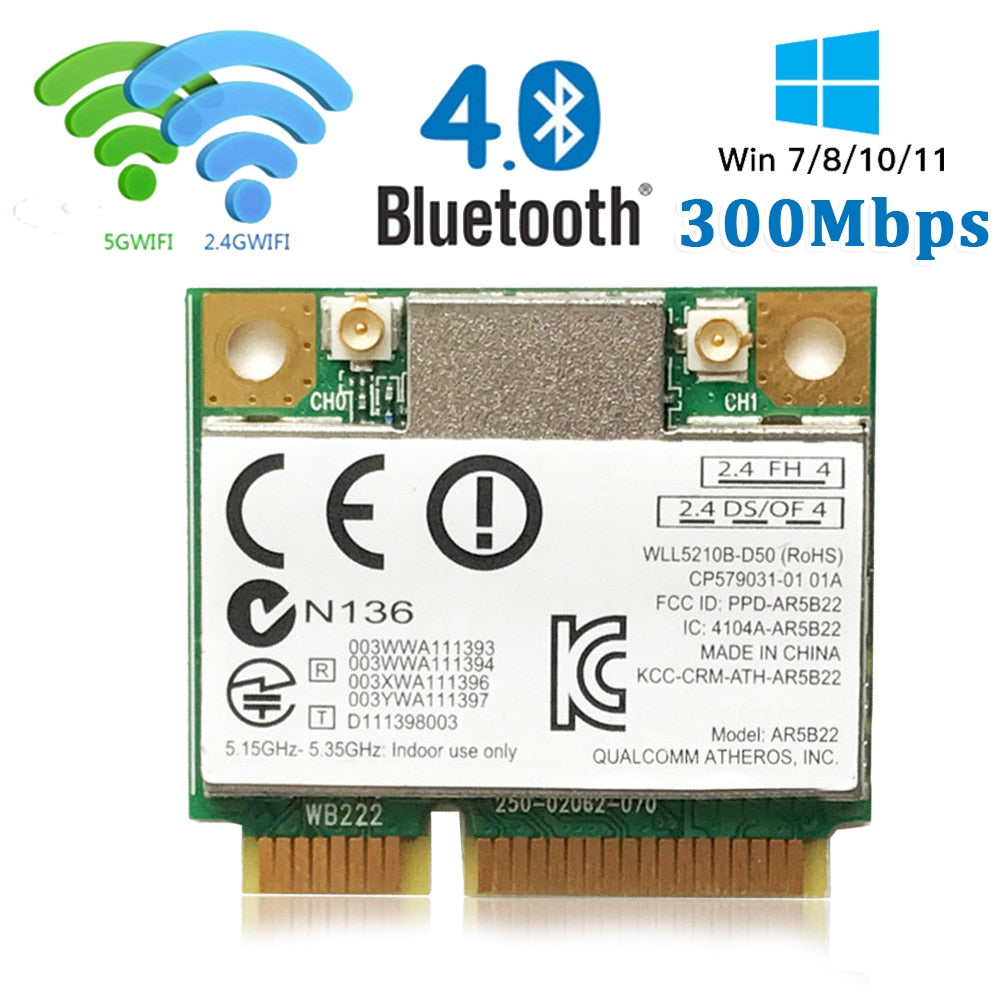 Dual Band 300Mbps BCM943228HMB For Bluetooth4.0 802.11a/b/g/n WIFI Wireless Card Half Mini PCI-E Notebook Wlan 2.4G/5Ghz Adapter