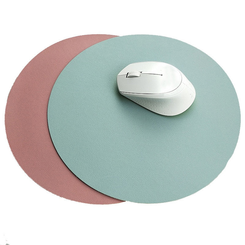 Customizable Universal Mouse Pad Waterproof PU Leather Round Non-slip Comfortable Mouse Pad Office Gaming Mouse Pad Table Mat