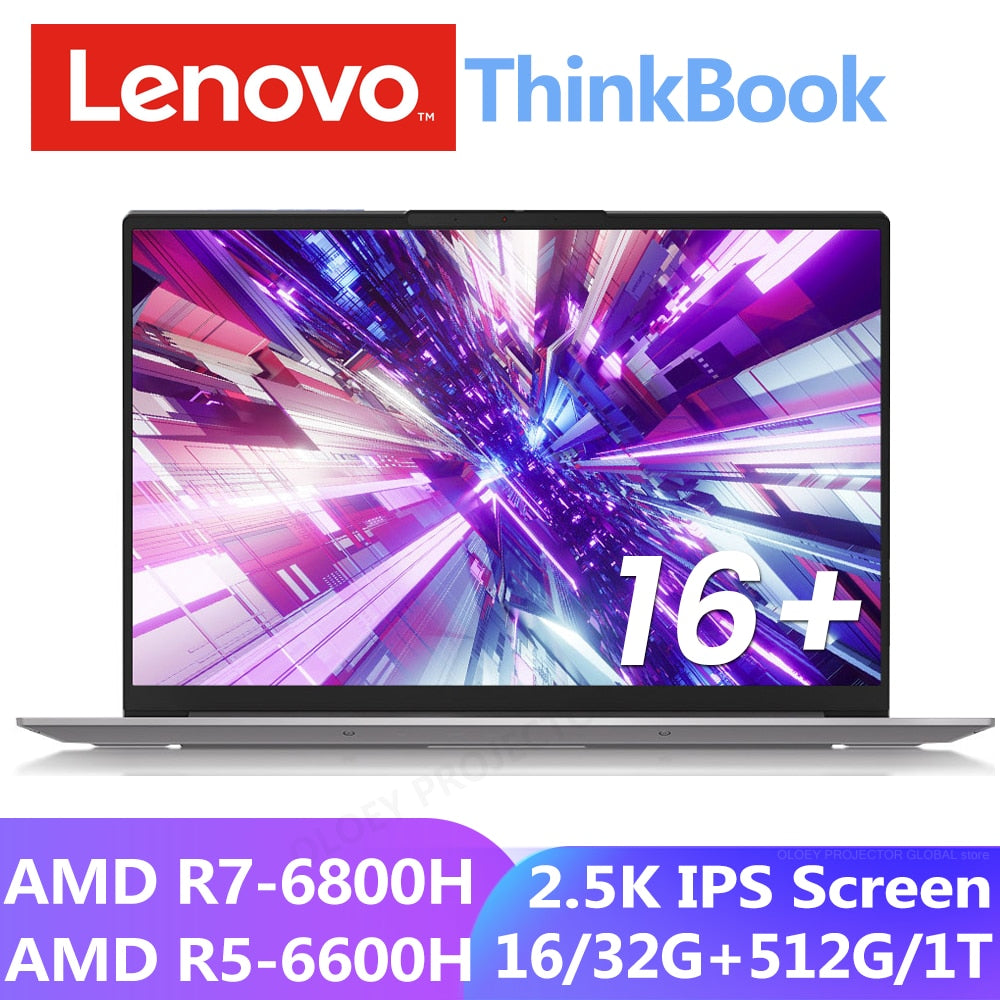 Lenovo ThinkBook 16+ 2022 Laptop Ryzen R7-6800H\R5-6600H AMD Radeon 660/680M 16/32GB RAM 512G/1T SSD 16inch 2.5K 120Hz Screen No