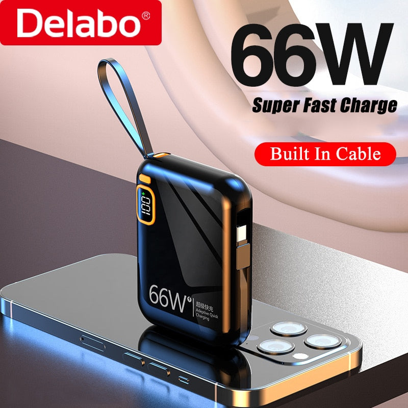 Portable Power Bank 10000mah PD20W Detachable USB to TYPE C Cable Two-way Fast Charger Mini Powerbank  for iPhone Xiaomi Samsung