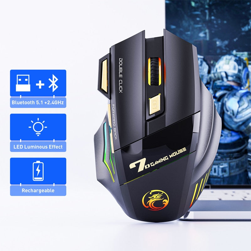 Rechargeable 2.4GHZ Wireless Mouse PC Gamer Mouse Computer Gaming Mouse Ergonomic Mause 3200 DPI Silent Mice For Laptop Ipad