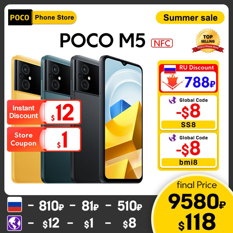 【World Premiere】POCO M5 Global Version Smartphone 64GB/128GB NFC MTK G99 Octa Core 90Hz 6.58" Display 50MP Camera 5000mAh