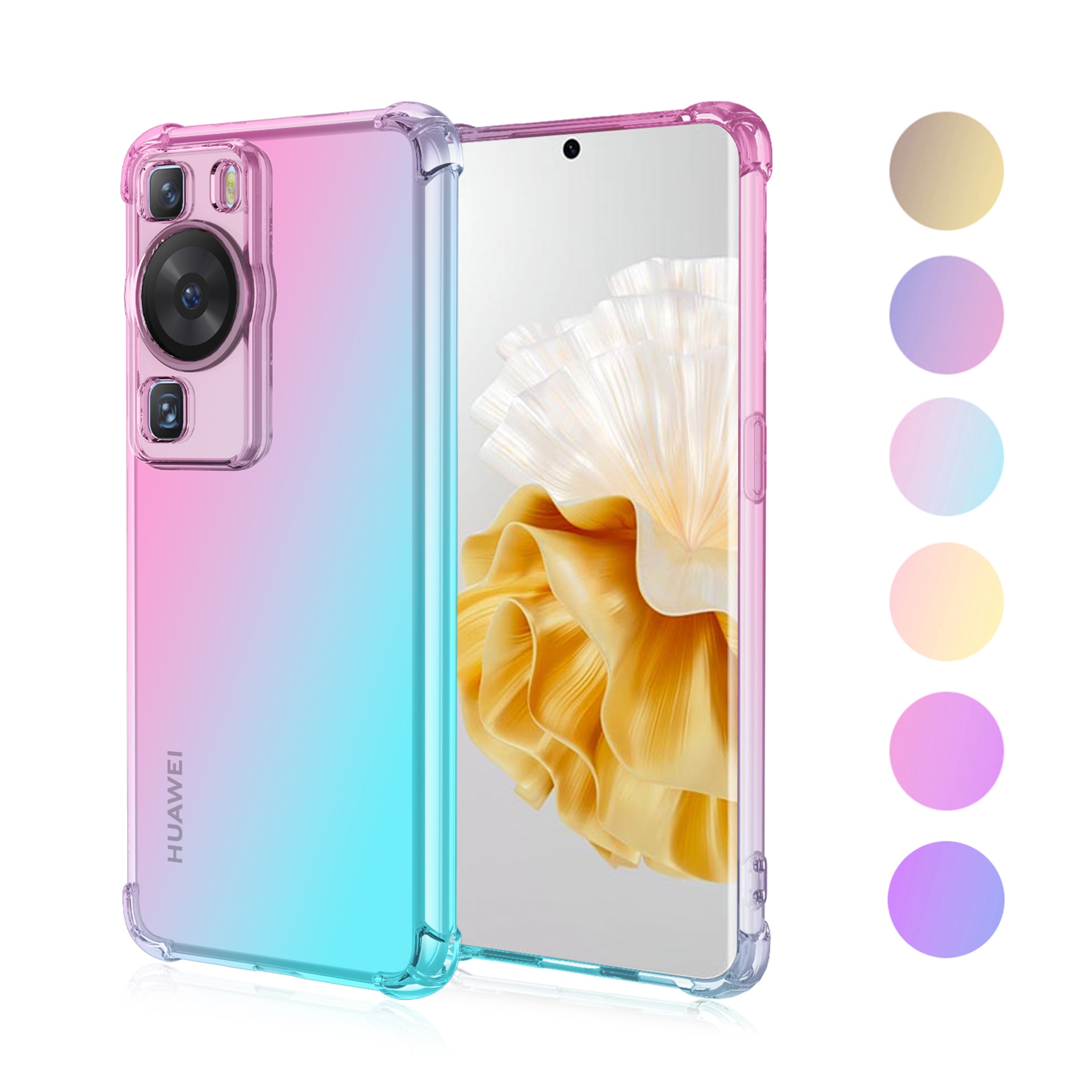 for Huawei P60 P50 P40 P30 P20 Pro Plus Lite Clear Case Cute Gradient Slim Anti Scratch Flexible TPU Shockproof Cover