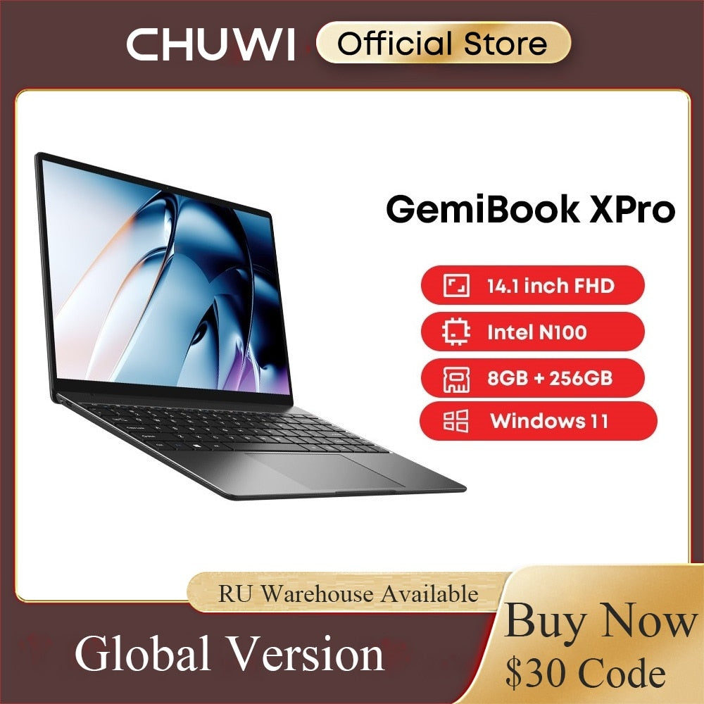 CHUWI GemiBook XPro Intel N100 Laptop 8GB RAM 256GB SSD 14.1-inch UHD Screen With Cooling Fan Processors Windows 11 Notebook