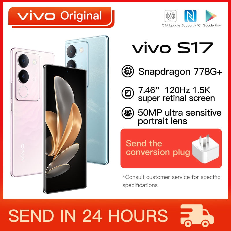 Original VIVO S17 5G Mobile Phone 6.78 Inch Snapdragon 778G Plus Octa Core 80W SuperFlash Charge 50M Triple Camera NFC