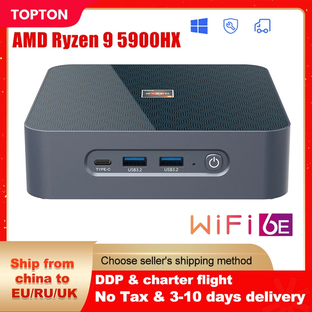 AMD Ryzen Mini PC Ryzen 9 5900HX 7 5825U Windows 11/10 Dual LAN NVMe SSD Vega 8 Graphics Desktop PC Gaming Computer Type-C WiFi