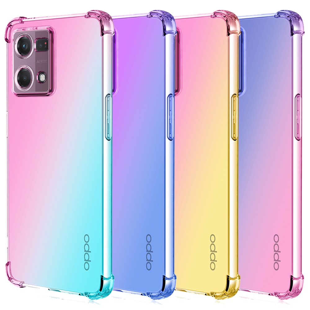 Double Color Gradient Case for Oppo Reno 7 4G 7 Pro 6 5G 6 Lite 7 Lite 5G 7Z 5G Find X5 Lite X3 Lite X3 X5 Pro Cover Silicone