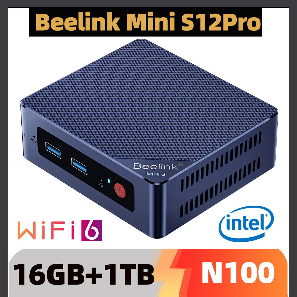 Beelink MINI S12 Pro 16GB 1TB Mini PC Win11 12th Gen Intel Alder Lake Wifi5 BT4.2 Dual 1000M LAN Desktop MINI S12 8GB 256GB