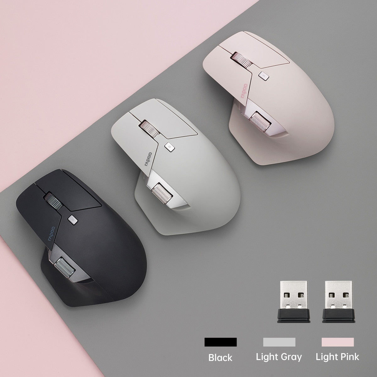 Rapoo MT760L Rechargeable Multi-mode Wireless Mouse Ergonomic 3200 DPI Easy-Switch Up to 4 Devices Bluetooth Mouse Office Mice
