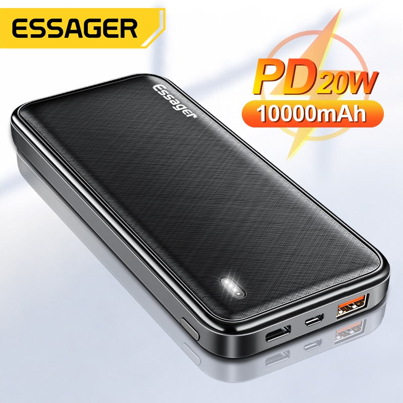 Essager 10000mAh Power Bank PD 20W Portable Charging Powerbank External Battery Charger For iPhone 14 13 Xiaomi Samsung HUAWEI