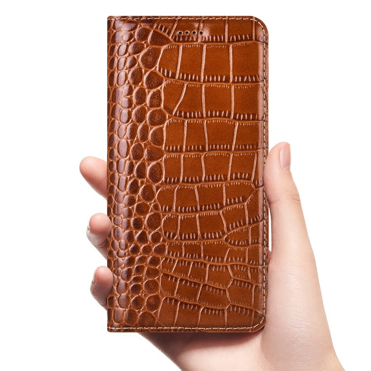 Crocodile Genuine Flip Leather Case For Meizu 15 M15 16 16S 16T 16TH 16XS 17 18 18S 18X 20 Note 8 9 Pro Lite Phone Cover Cases