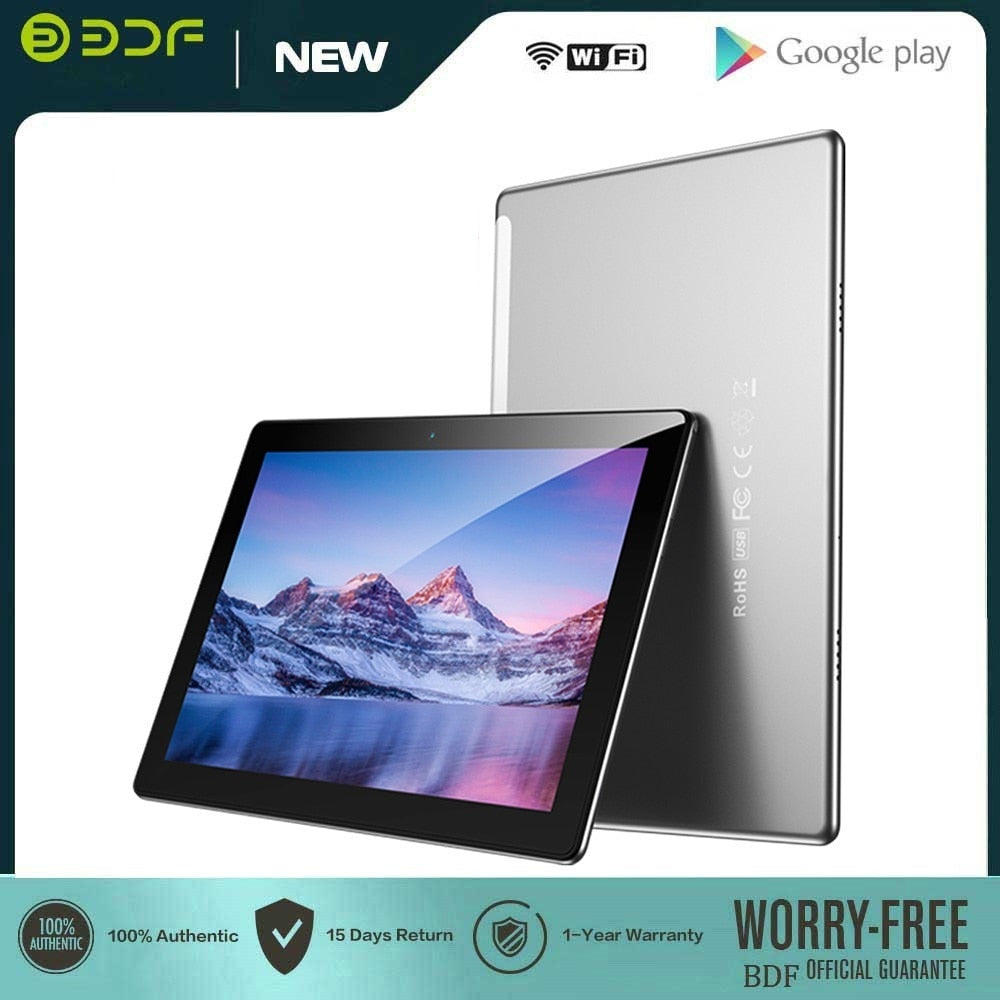BDF Hot Sales 10.1 Inch Android Tablet Pc Google Play Dual Cameras Octa Core Dual SIM Phone Call Tablets Bluetooth Wifi Pad