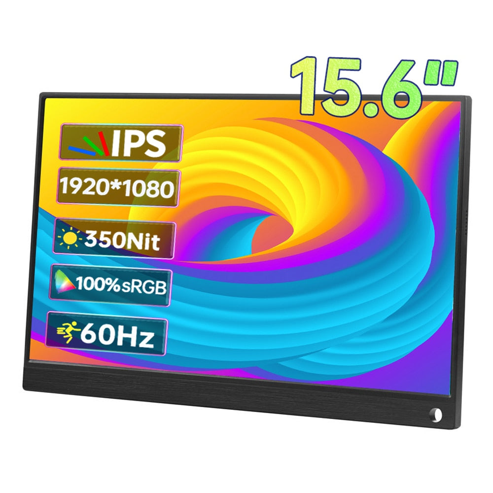 15.6 Inch IPS 1080P Portable Monitor 100% sRGB HDR 2*HDMI 4MM Narrow Bezel Mobile Display Game Screen For PC Laptop Xbox PS4/5