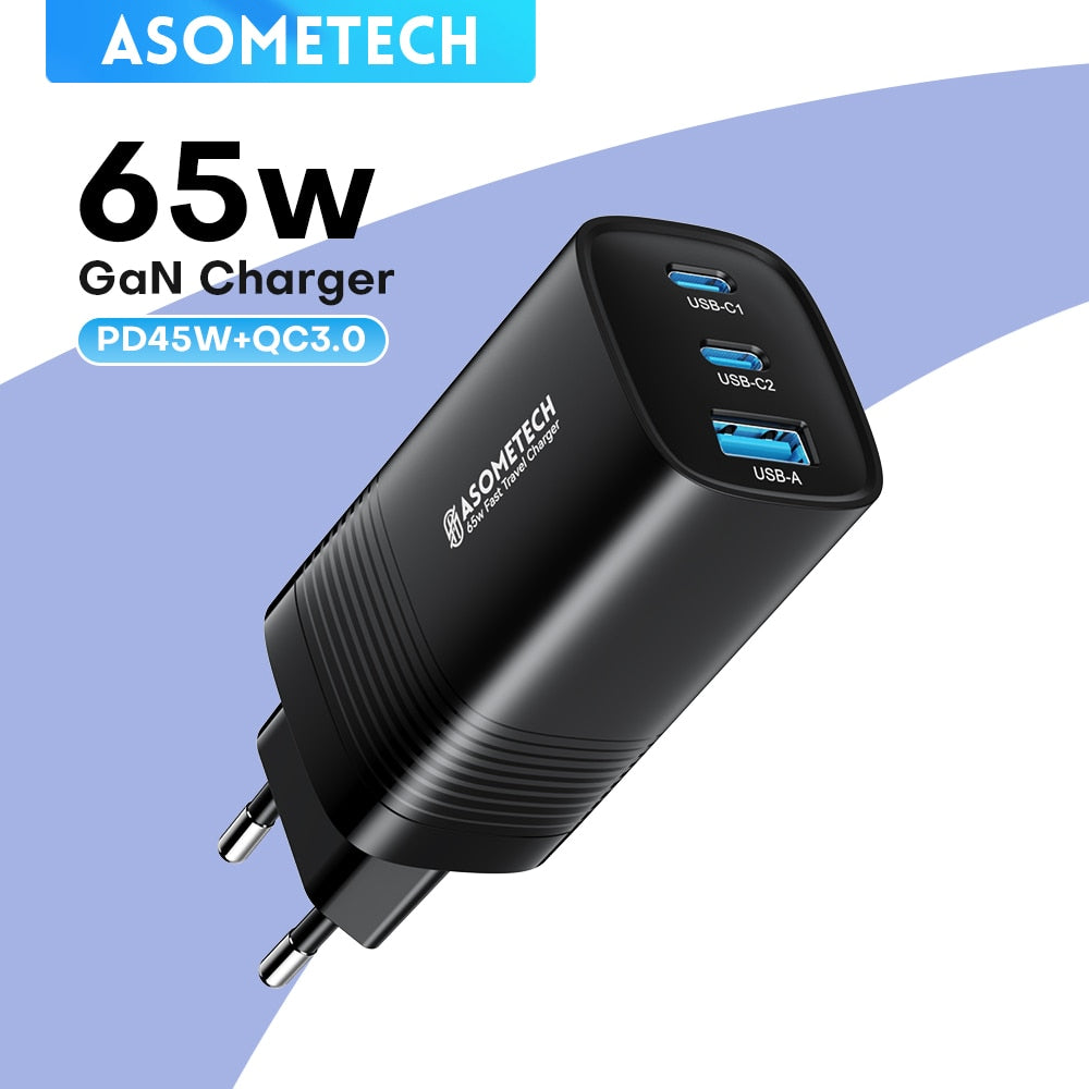 65W GaN USB Type C Fast Charger For Laptop PPS 45W PD QC 3.0 Quick Charge For iPhone 14 13  Samsung Xiaomi Realme Phone Charger