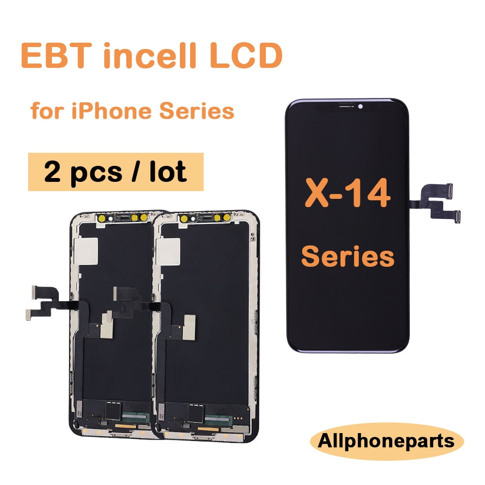 2 Pcs EBT Incell LCD Display for iPhone X XS XR 11 Pro Max 12 Mini 13 14 Digitizer Assembly Touch Screen Replacement