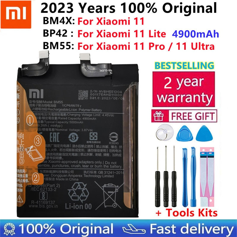 100% Xiaomi Original Battery BM4X BM55 BP42 For Xiaomi 11 Xiaomi11 Mi11 Xiaomi 11 Pro 11 Ultra  Xiaomi 11 Lite Phone Batteries