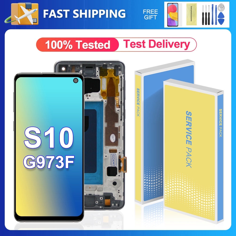 High Quality TFT For Samsung Galaxy S10 SM-G973F SM-G973U SM-G973W LCD Display Touch Screen Digitizer Repair Parts With Frame