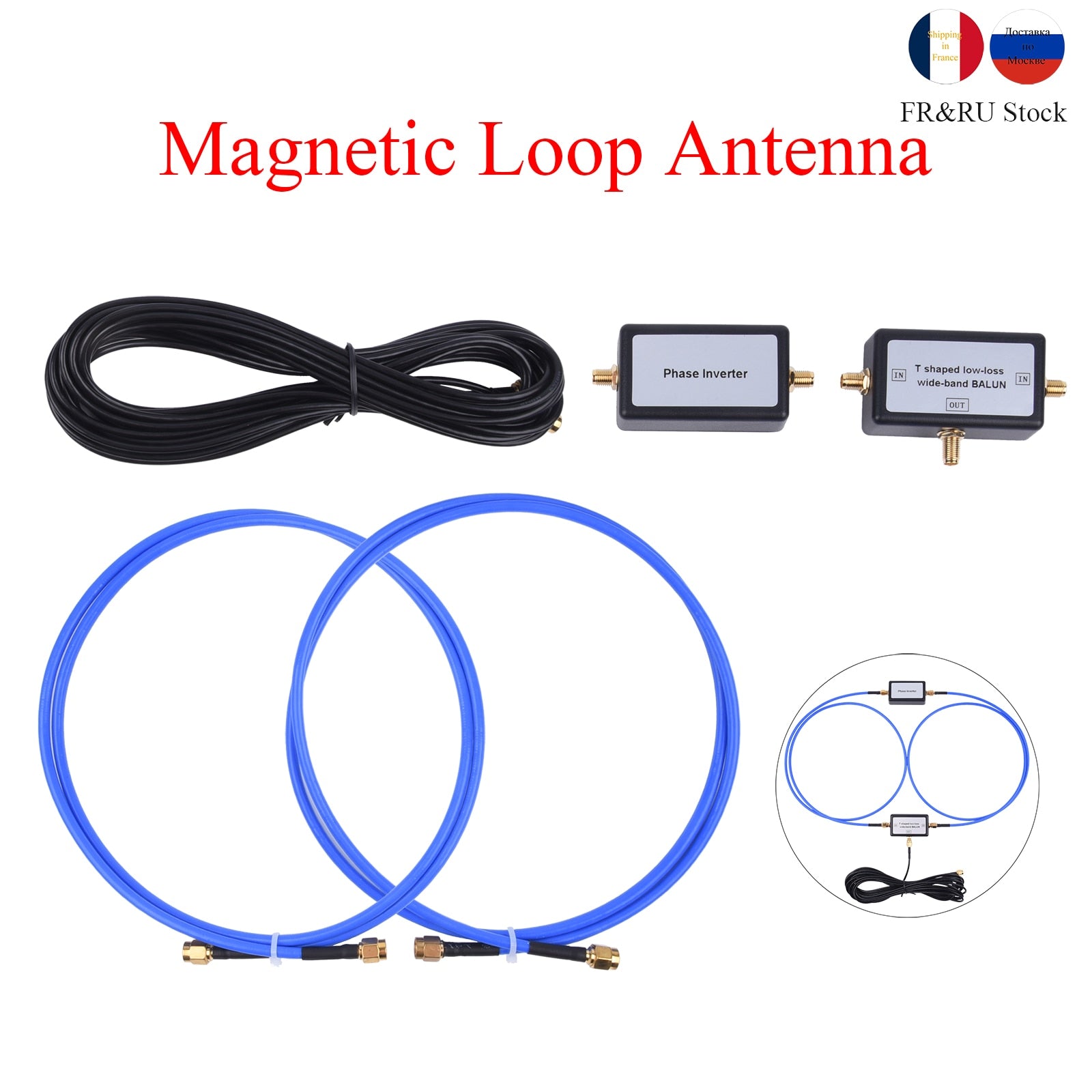 FR&RU Warehouse YouLoop Magnetic Antenna Portable 250mW Passive Magnetic SMA/BNC/3.5MM Audio Low Loss Broadband For HF and VHF