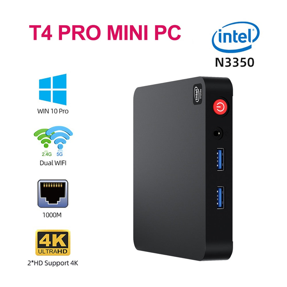 Beelink T4 Pro Windows10 Pro Mini PC Intel Apollo Lake Processor N3350 1000M Lan AC Dual WiFi Mini Desktop Computer Win10 minipc