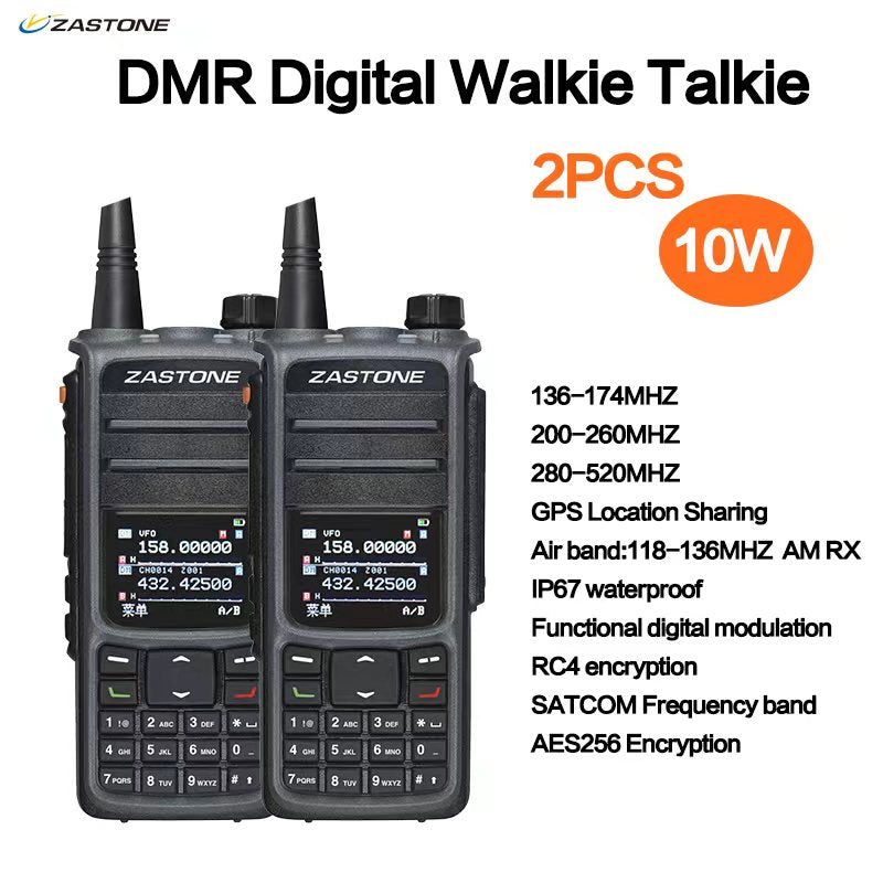 2PCS ZASTONE UV008 DMR Walkie Talkie Digita Two Way Radio Dual band 10W Dual time slot Walkie-talkie 136-174MHZ 350-480MHZ