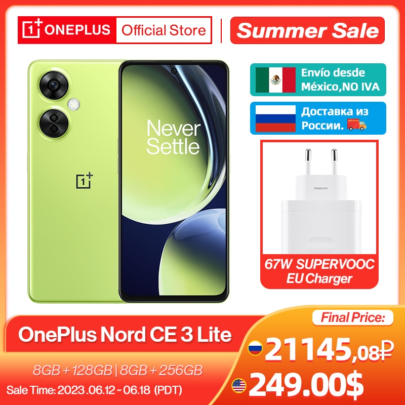 OnePlus Nord CE 3 Lite 5G Global Version 8GB 128GB 108MP Camera SUPERVOOC 67W 5000mAh Battery