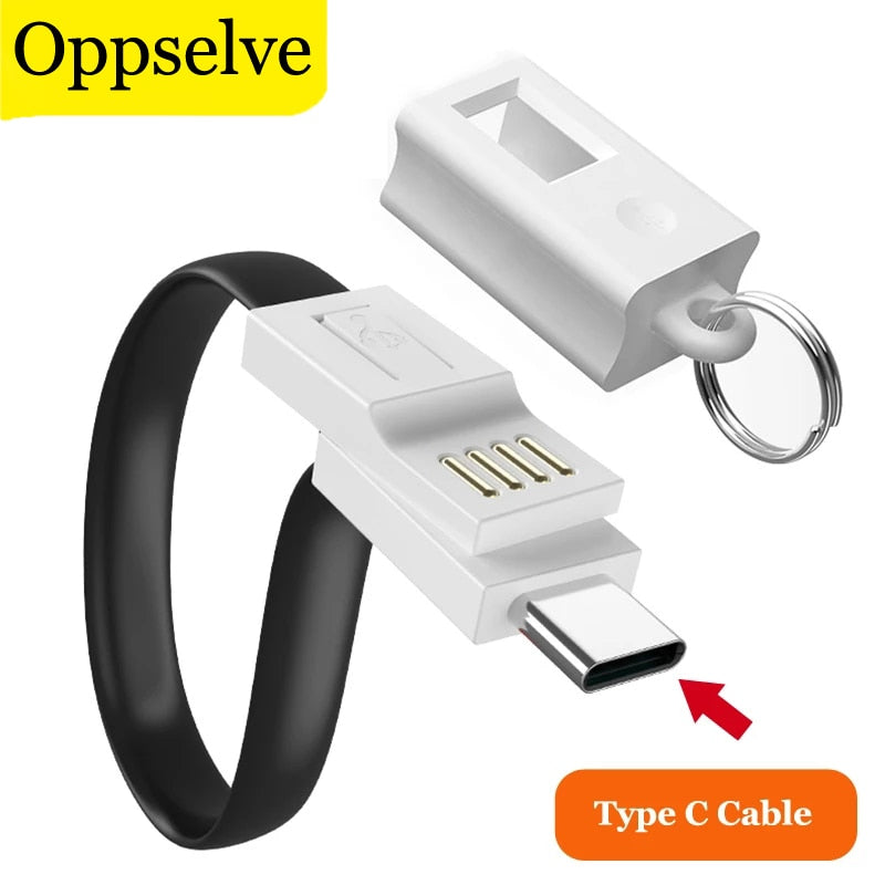 Key Chain USB Type C Cable Fast Charging Cable For Samsung Redmi Note 7 Charger Usbc Type-C Keychain Cord Short Cabel Micro USB
