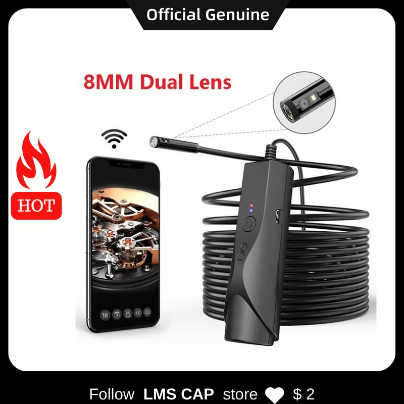 Endoscope Camera HD 1080P 3.9mm 5.5mm 8mm Wifi Single / Dual Lens Flexible Inspection Borescope for IOS Iphone Android Phone