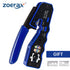 ZoeRax RJ45 Crimp Tool Pass Through Crimper Cutter for Cat6a Cat6 Cat5 Cat5e 8P8C Modular Connector Ethernet Crimp Tool