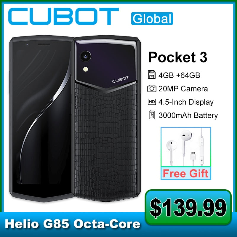 Cubot Pocket 3,4.5-Inch Mini Smartphone,Octa-Core,4GB+64GB Cellphones,3000mAh Battery,20MP Camera,2023 New Mini Phone