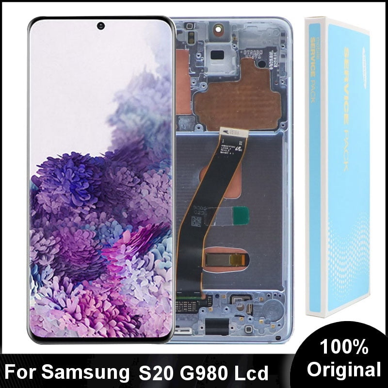 Original AMOLED S20 LCD For Samsung Galaxy s20 Lcd With Frame G980 G980U G980F/DS Display Touch Grass Screen Digitizer Assembly