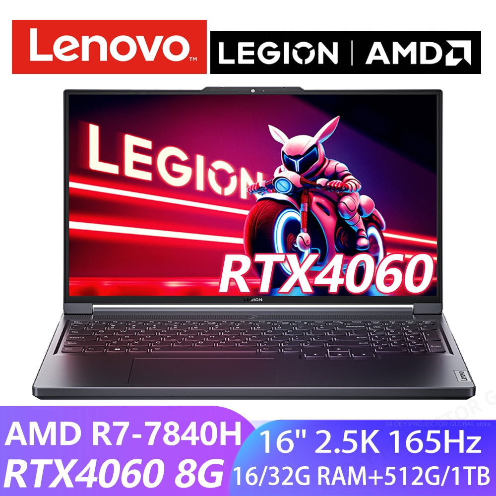 Lenovo LEGION R7000P 2023 Esports Gaming Laptop AMD Ryzen7 7840HS 16inch 16/32G RAM 1/2T SSD RTX4060 8G 2.5K 165Hz Game Notebook