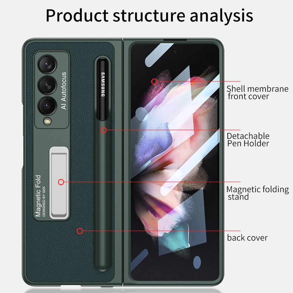 Magnetic Hinges Funda For Samsung Galaxy Z Fold 3 4 Case Stand Hard Case For Samsung Fold 4 5G With S Pen Slot Holder For Fold 4