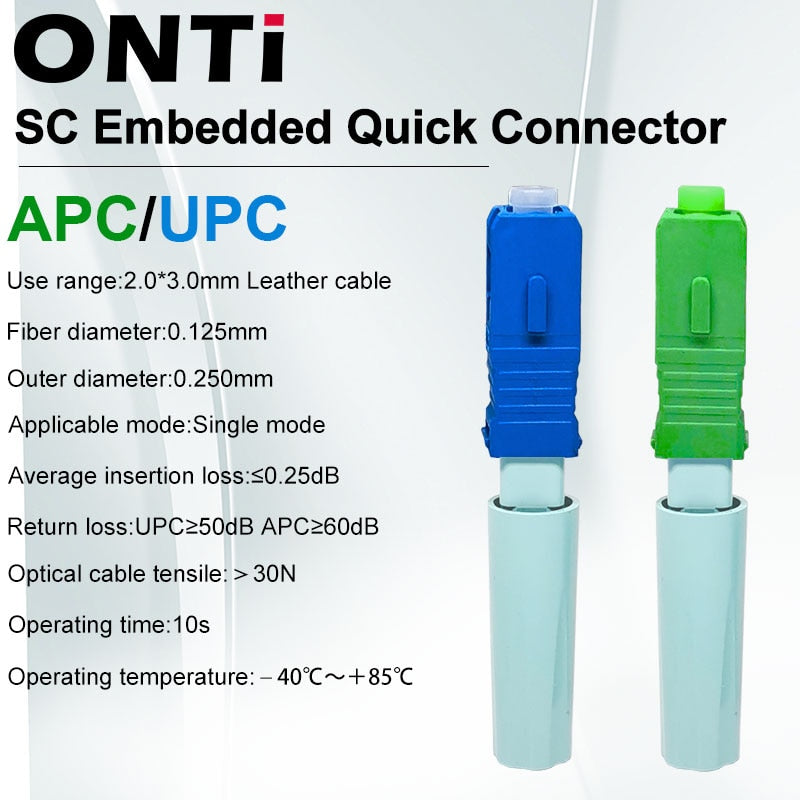 ONTi New SC APC SM Single-Mode Optical Connector FTTH Tool Cold Connector Tool SC UPC Fiber Optic Fast Connector