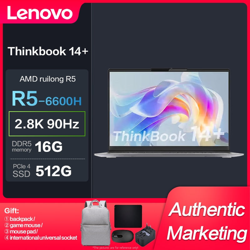 New Lenovo ThinkBook 14+ Ryzen R5-6600H/R7-6800H 2.8K 90Hz 14inch Slim Laptop Notebook