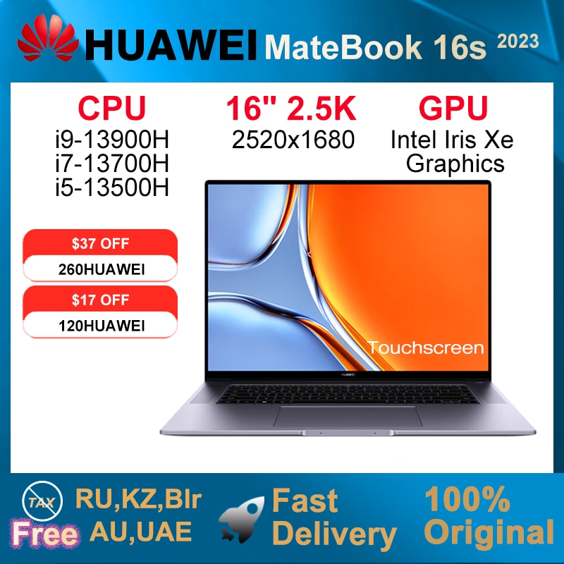 2023 HUAWEI MateBook 16s Laptop i9-13900H/i7-13700H/i5-13500H 16GB/32GB 1TB Netbook 16-inch 2.5K Touchscreen Computer 135W