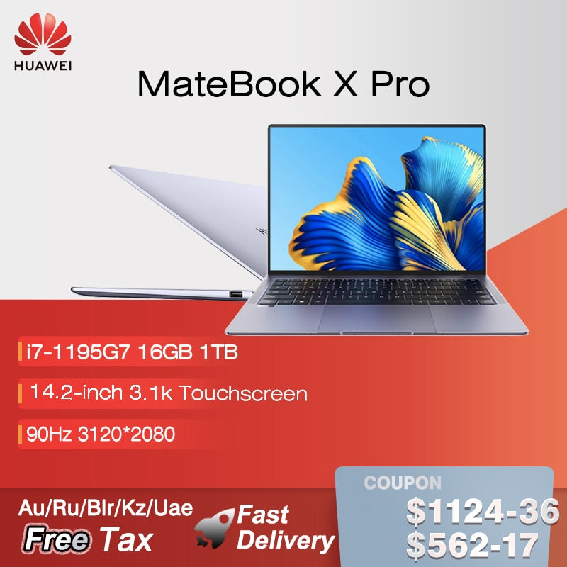 HUAWEI MateBook X Pro 2022 Laptop 14.2 Inch 3.1K Touchscreen Notebook i7-1195G7 16GB 512GB Netbook With Intel Iris Xe Graphics