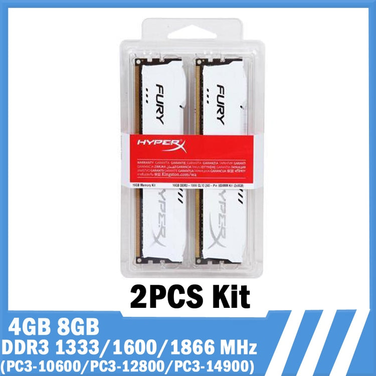 HyperX Fury Memoria DDR3 RAM 8GB 2x4GB 16GB 2x8GB Kit 1866MHz 1333 1600MHz DIMM Memory 240Pin 1.5V PC3-14900 12800 Desktop RAM