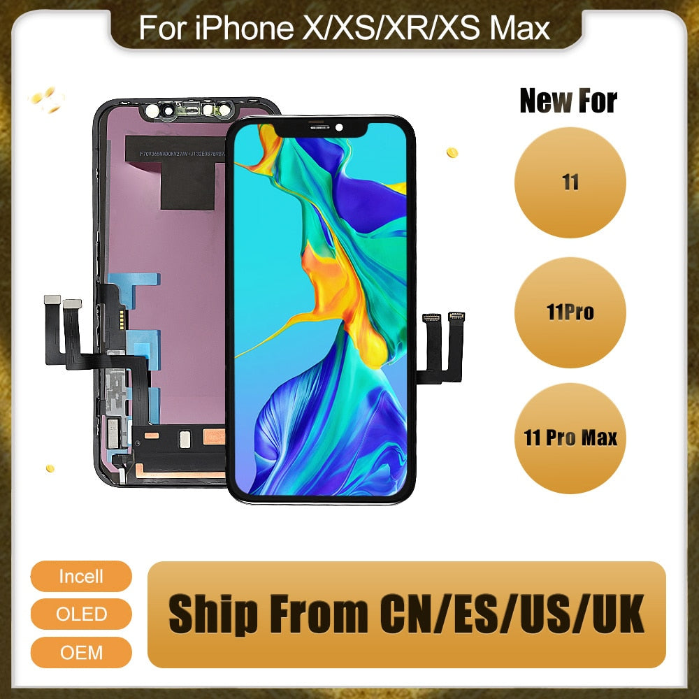 Grade A+ For iPhone X XS XR XS Max 11 Pro OLED OEM Liquid Retina IPS LCD Display Touch Screen Digitizer Assembly Replacement