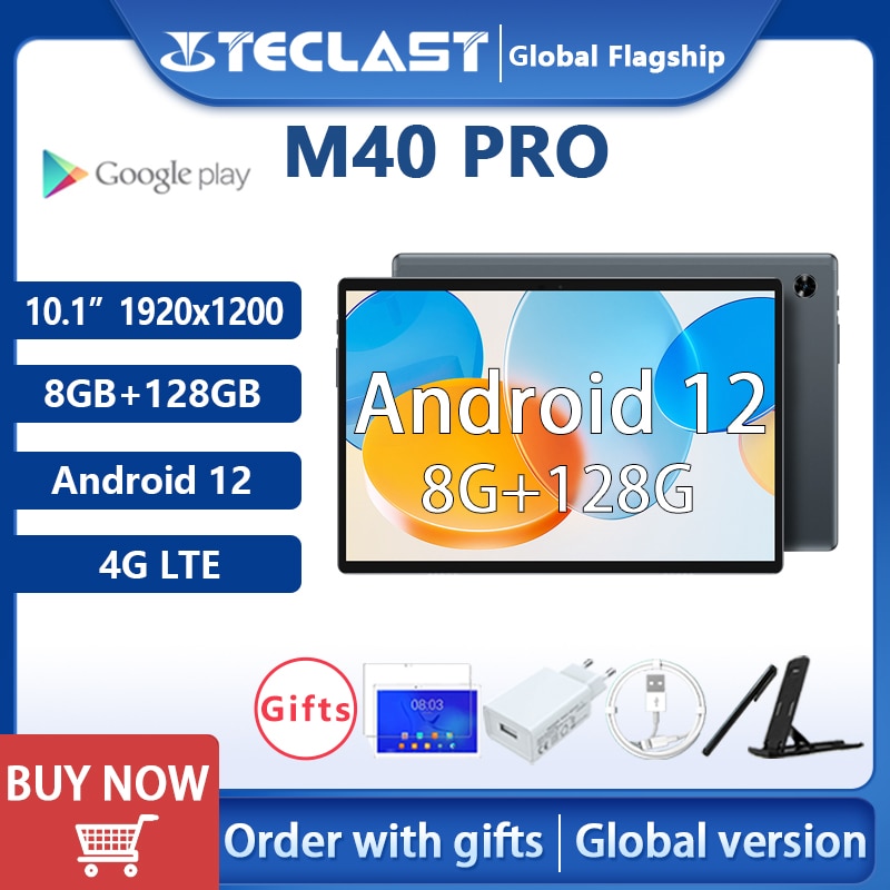 Teclast M40 Pro 10.1'' Tablet 1920x1200 Android 12 UNISOC T616 Octa Core 8GB RAM 128GB ROM Tablets PC 4G Network Dual Wifi