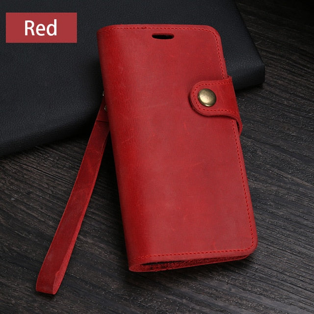 Leather Flip Phone Case For Samsung Galaxy S20 S6 S7 Edge S8 S9 S10 Plus S10e Note 8 9 10 Lite 20 Ultra Crazy Horse Wallet Bag