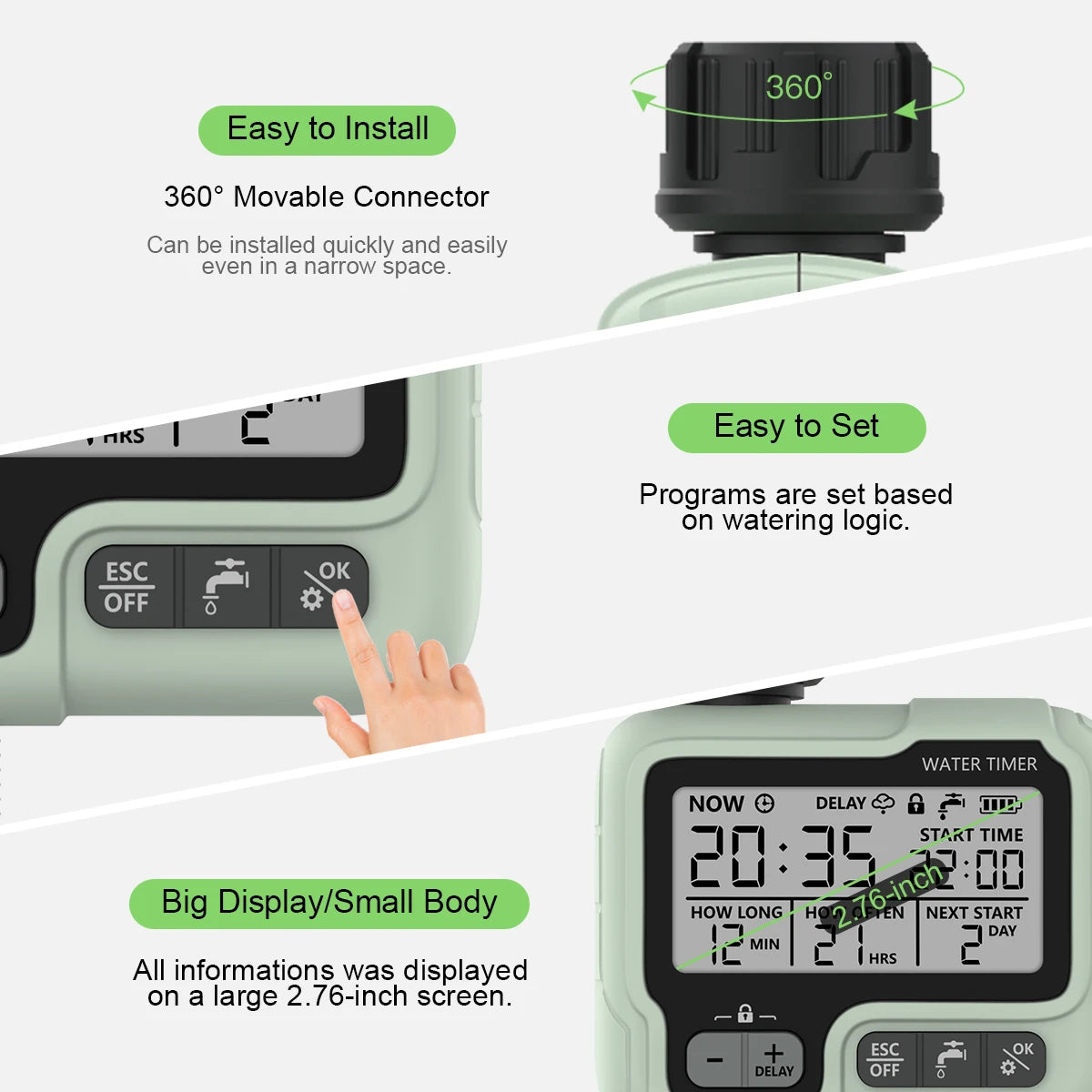 Eshico HCT-322 Automatic Water Timer Garden Digital Irrigation Machine Intelligent Sprinkler Used Outdoor to Save Water&Time